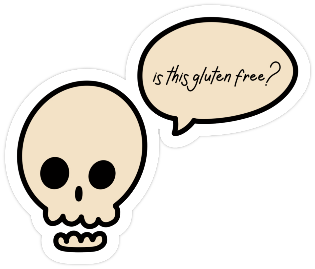 "Is This Gluten Free?" Skull Vinyl Sticker