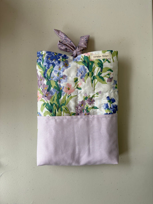Purple and Blue Floral Quilted Book Sleeve with Pocket *Limited Edition*