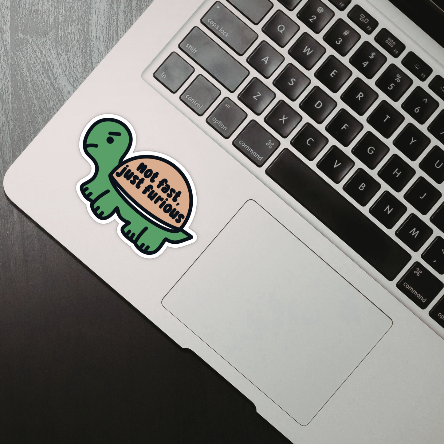Laptop Sticker - Not Fast, Just Furious Turtle
