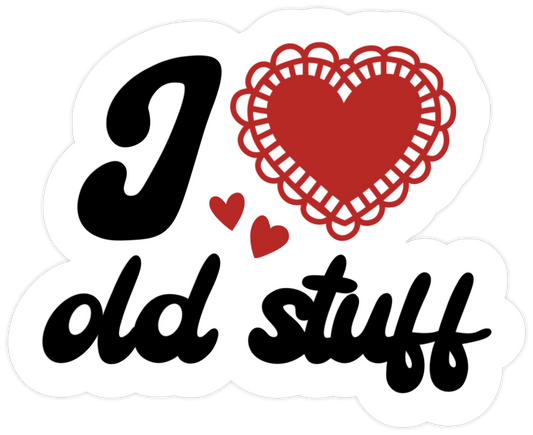 "I Heart Old Stuff" Vinyl Sticker