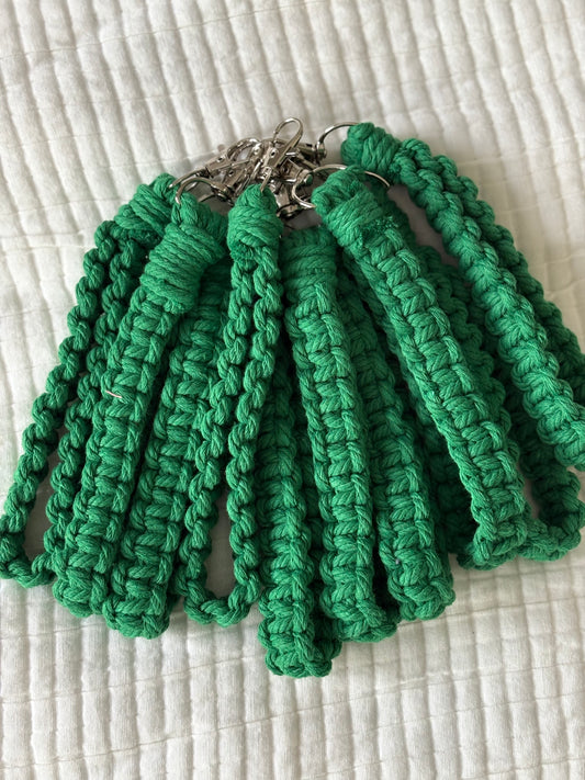 Macrame Keychain Wristlet - Green