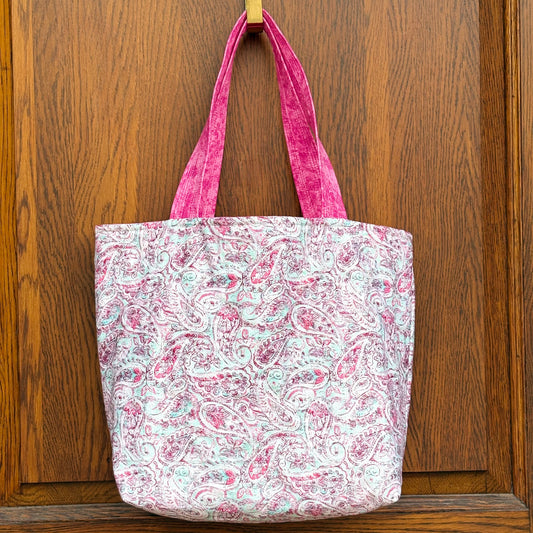 The Bucket Tote in Pink Paisley