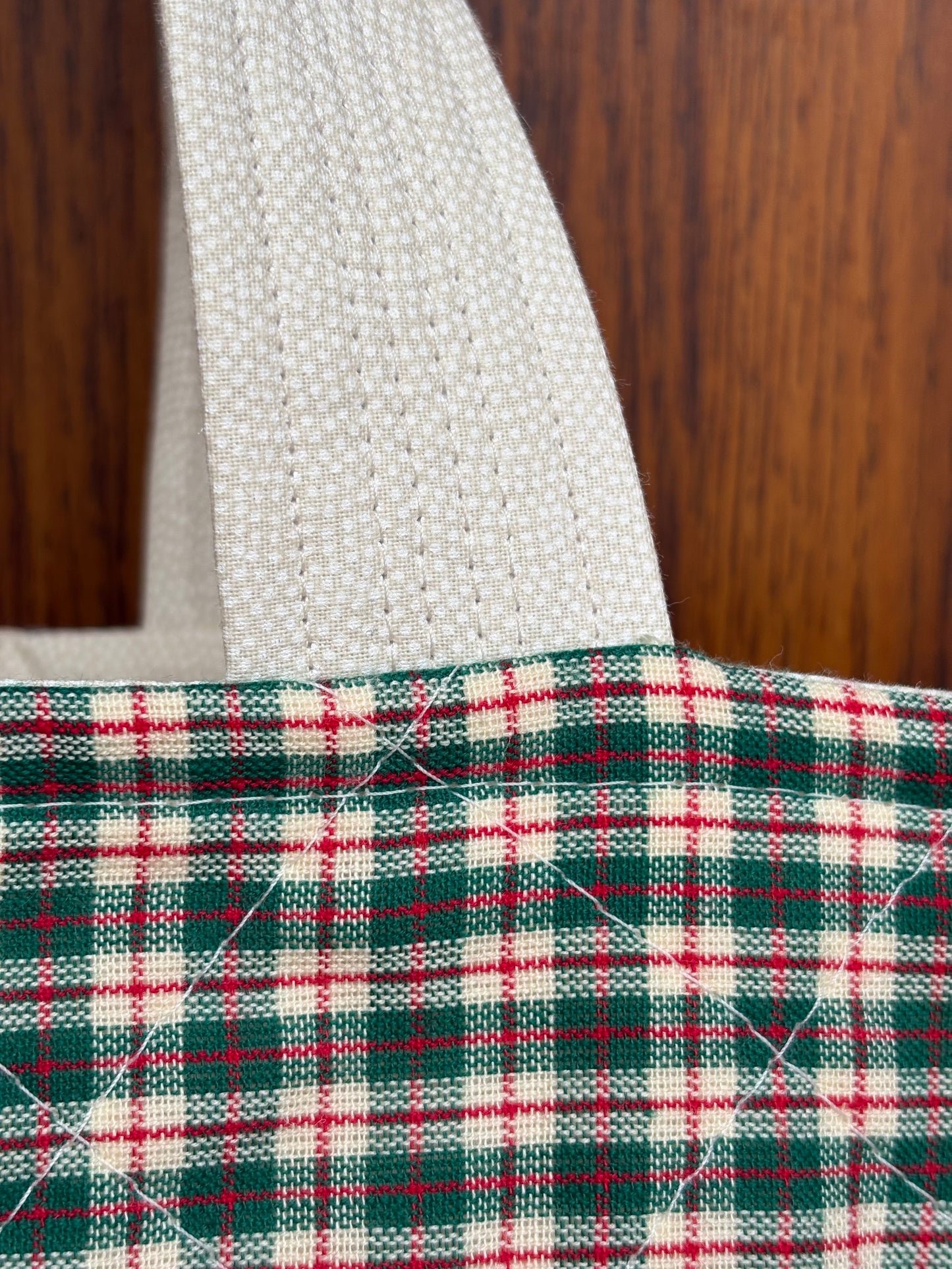 The Bucket Tote in Green Tartan