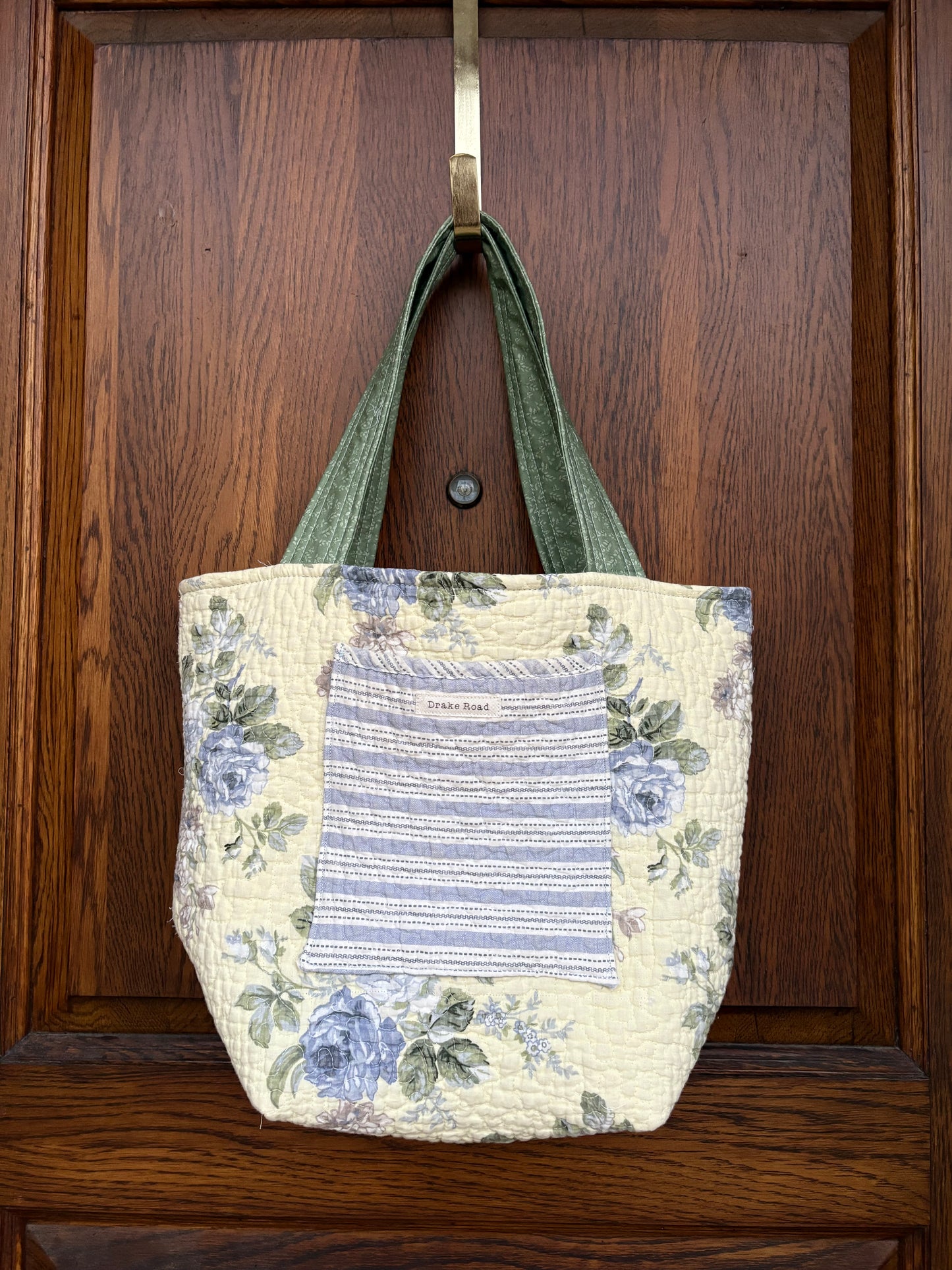 The Vintage Quilt Bucket Tote in Yellow and Blue Floral *Limited Edition*
