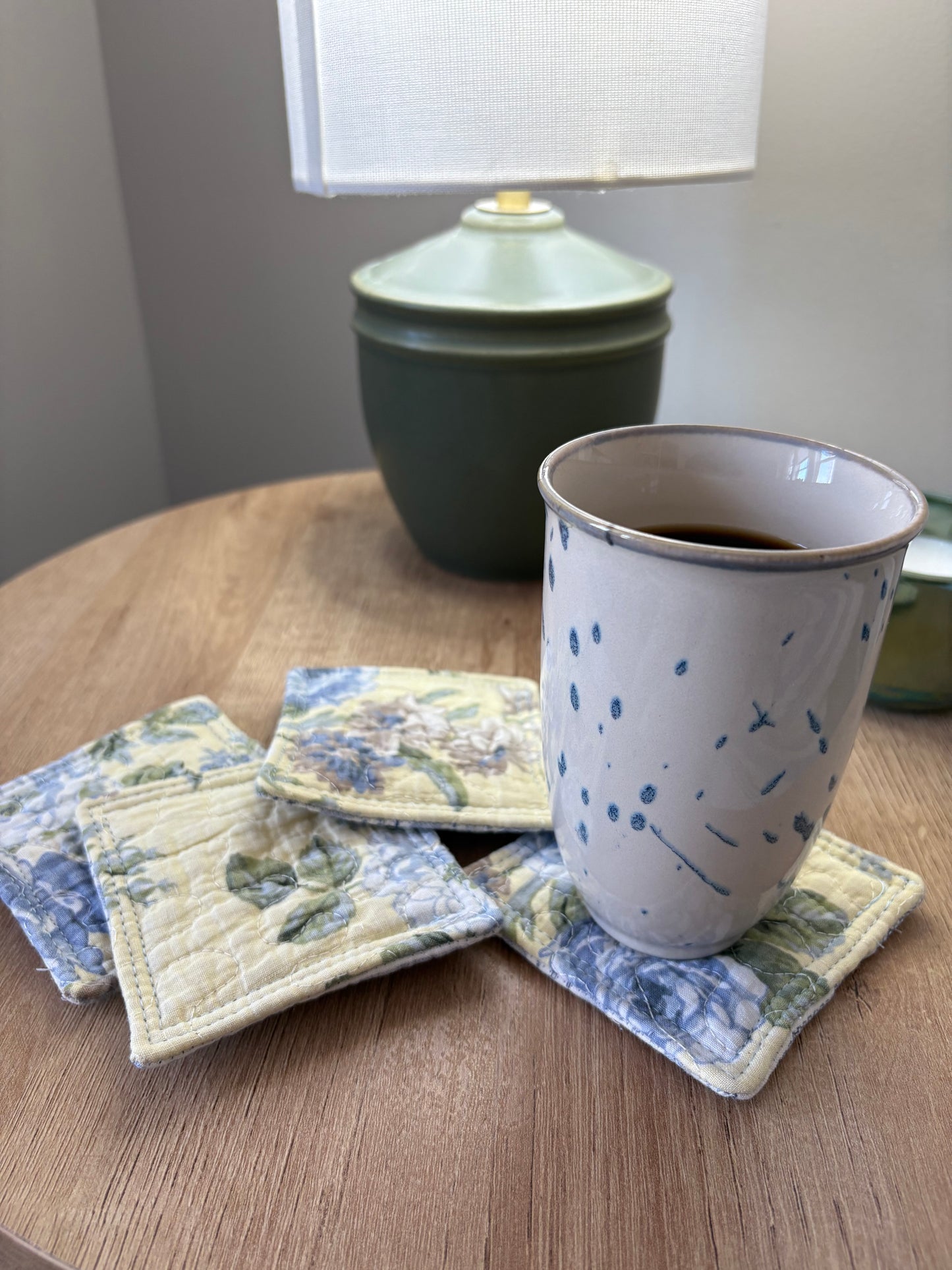 Yellow and Blue Floral Vintage Quilt Mug Rugs *Limited Edition* - 4 Pack