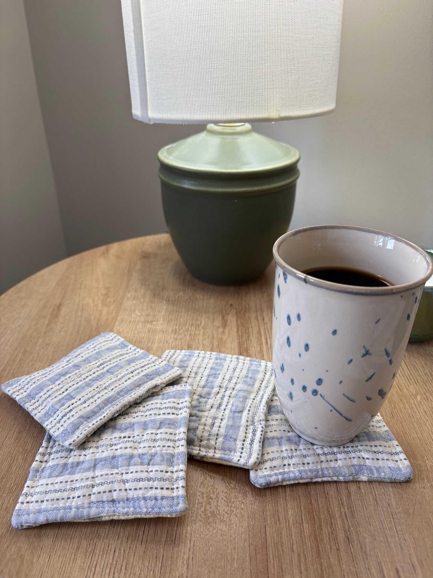 Yellow and Blue Floral Vintage Quilt Mug Rugs *Limited Edition* - 4 Pack