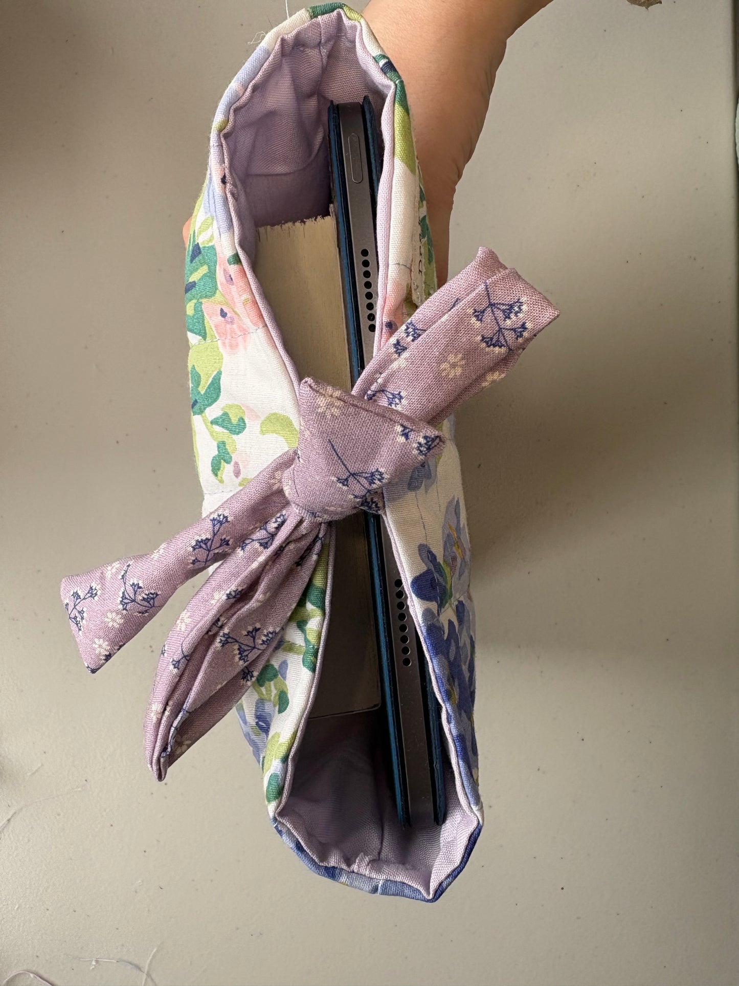 Purple and Blue Floral Quilted Book Sleeve with Pocket *Limited Edition*
