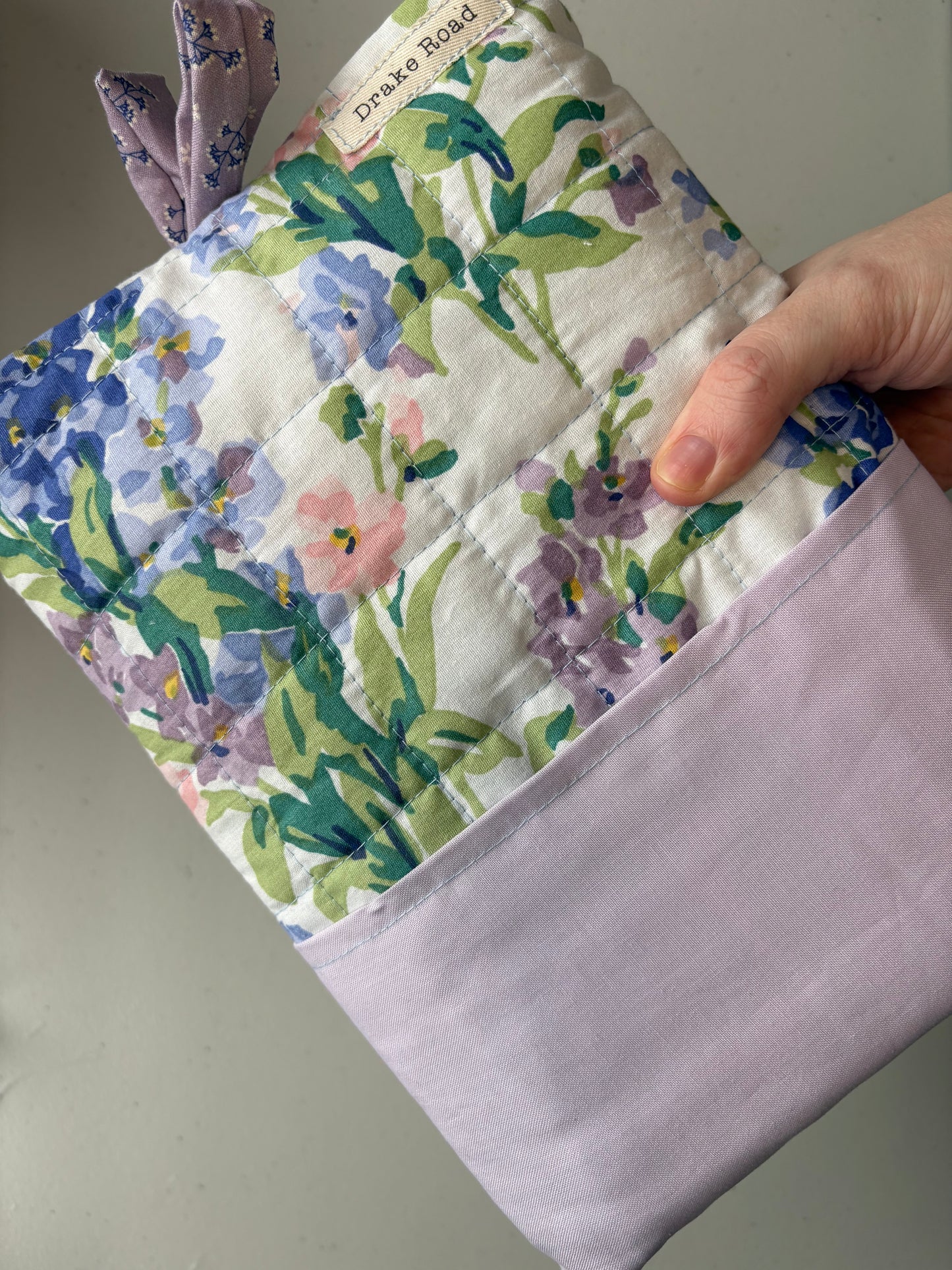 Purple and Blue Floral Quilted Book Sleeve with Pocket *Limited Edition*