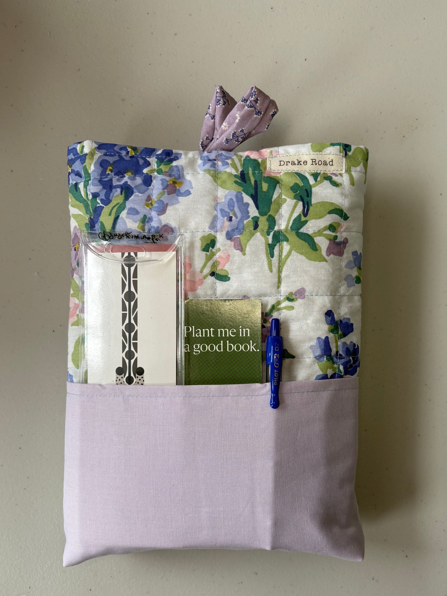 Purple and Blue Floral Quilted Book Sleeve with Pocket *Limited Edition*