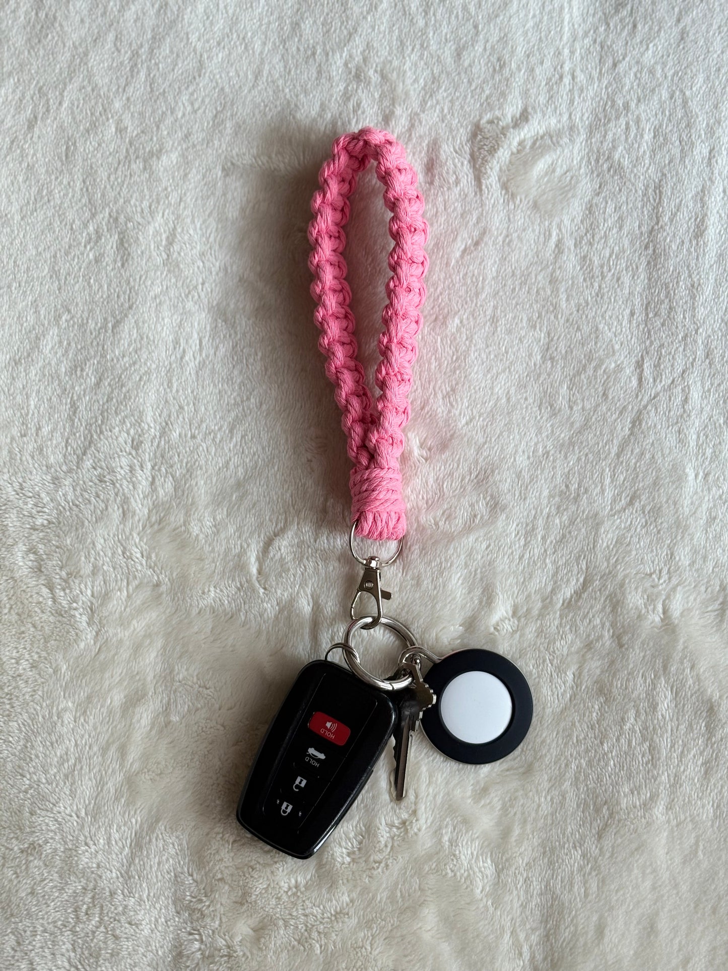 The Macrame Wristlet in Bubblegum Pink