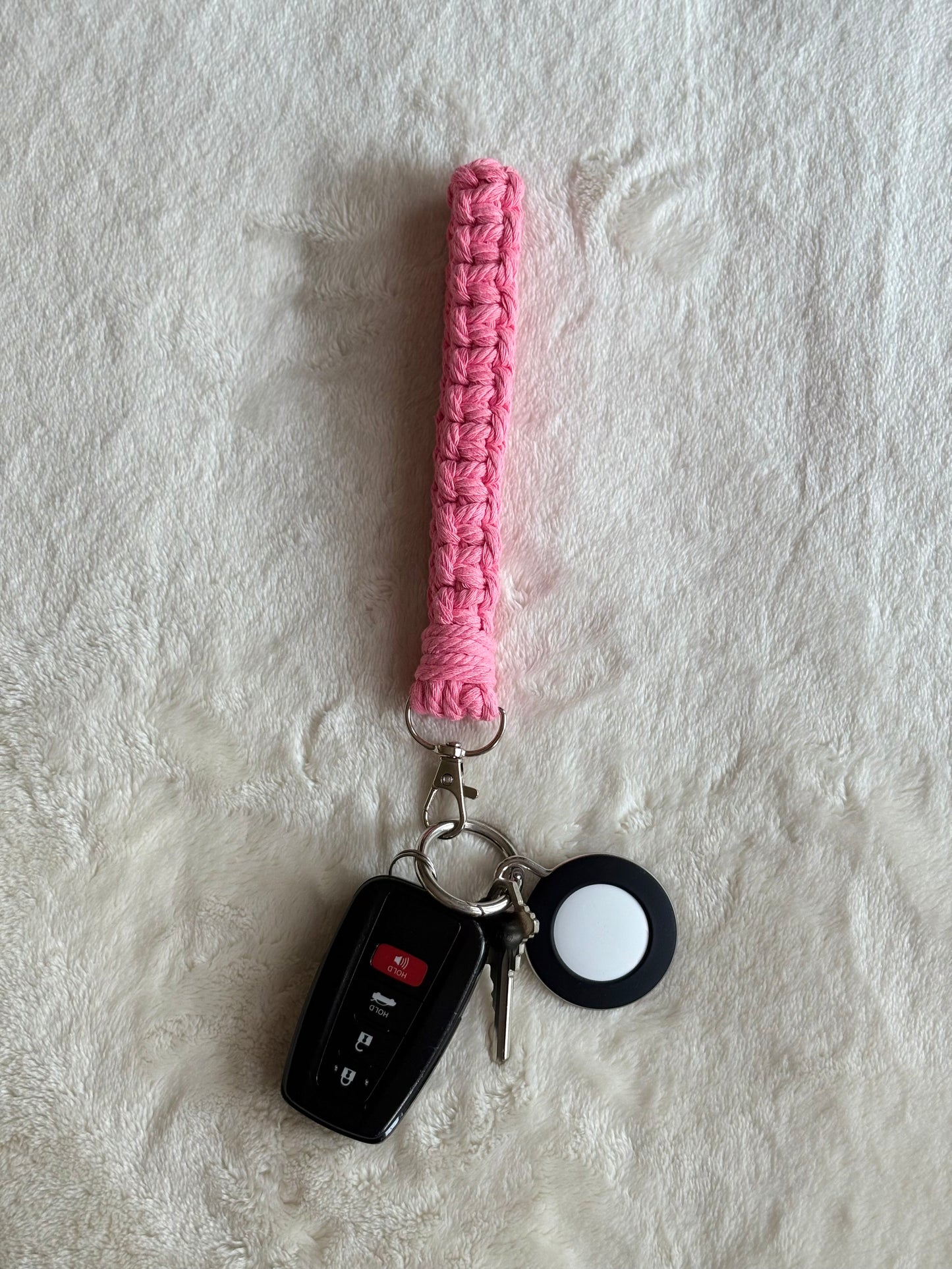 Macrame Keychain Wristlet - Pink