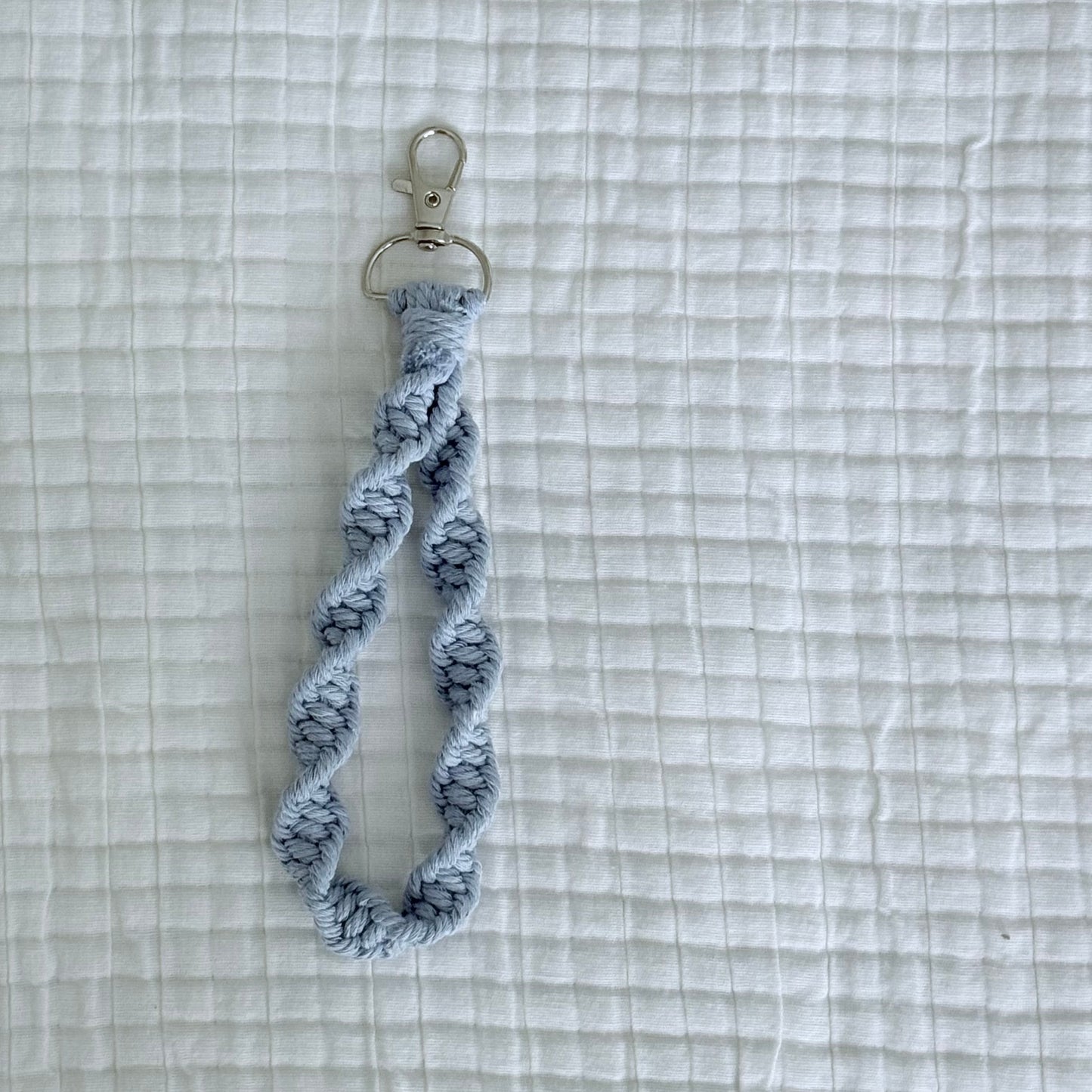 The Macrame Wristlet in Carolina Blue