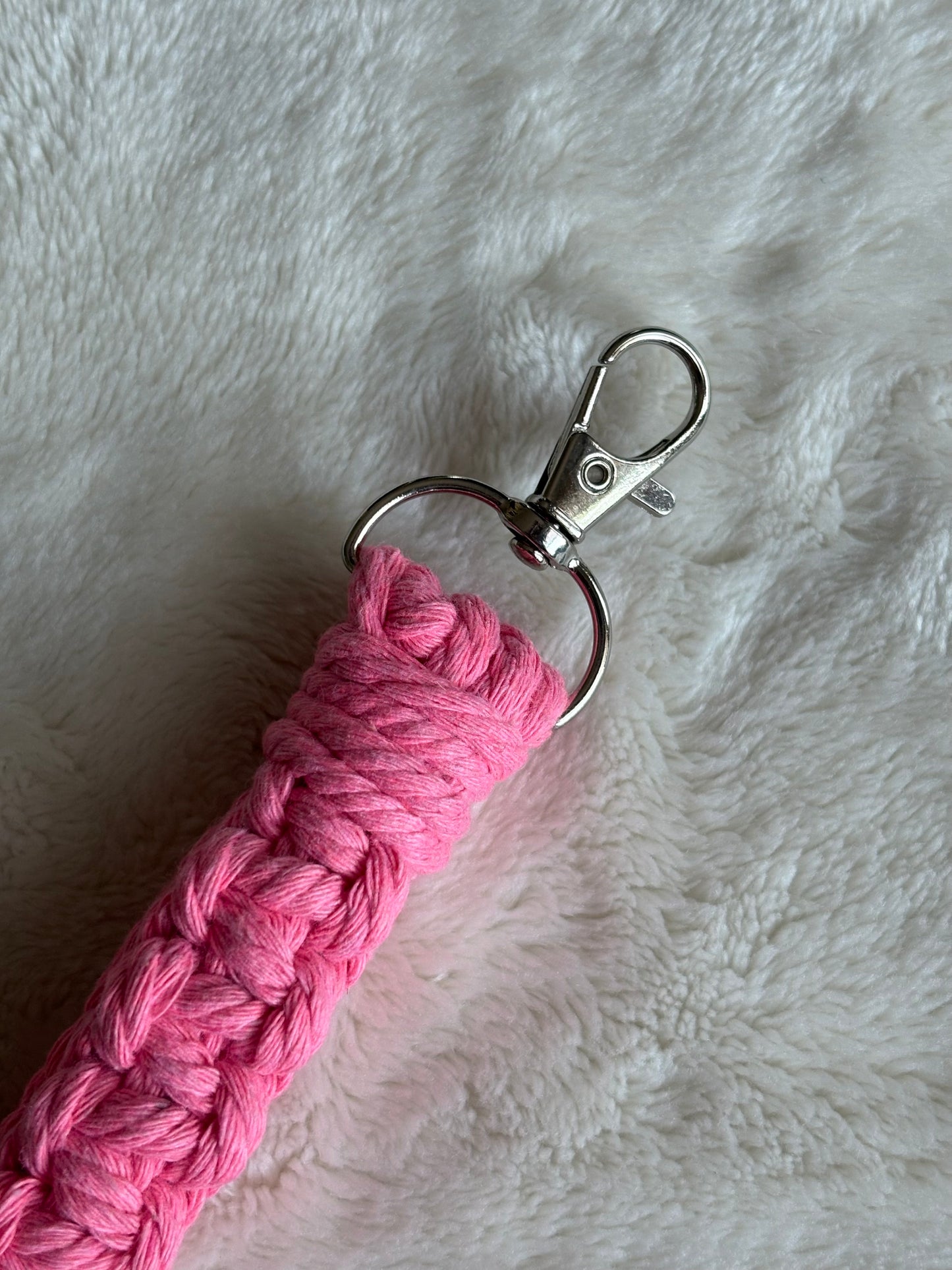 The Macrame Wristlet in Bubblegum Pink