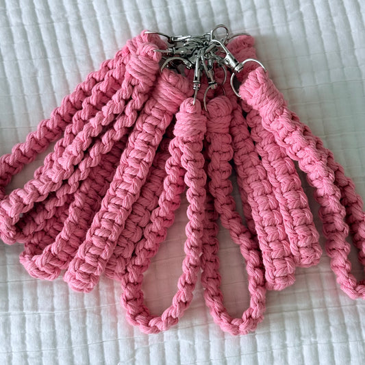 The Macrame Wristlet in Bubblegum Pink