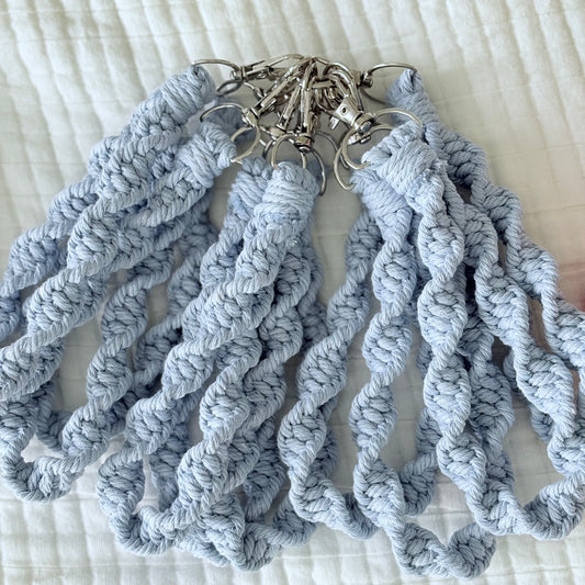 The Macrame Wristlet in Carolina Blue
